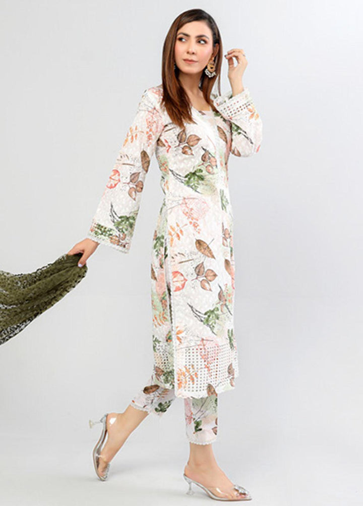 PrintKari By Noorma Kaamal Chikankari Schiffli Suits Unstitched 3 Piece NK23PK NK-DCP-01 - Summer Collection