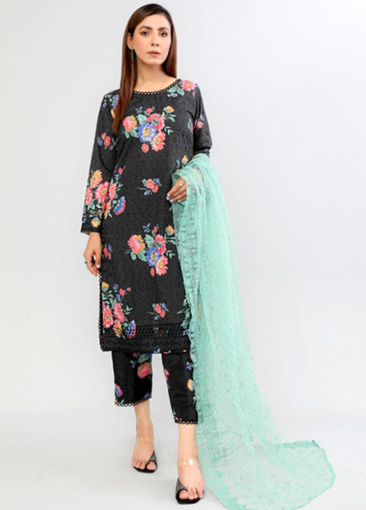 PrintKari By Noorma Kaamal Chikankari Schiffli Suits Unstitched 3 Piece NK23PK NK-DCP-02 - Summer Collection