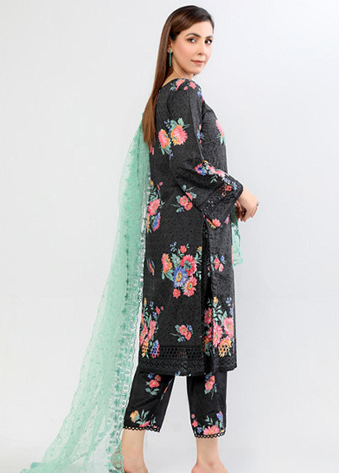 PrintKari By Noorma Kaamal Chikankari Schiffli Suits Unstitched 3 Piece NK23PK NK-DCP-02 - Summer Collection