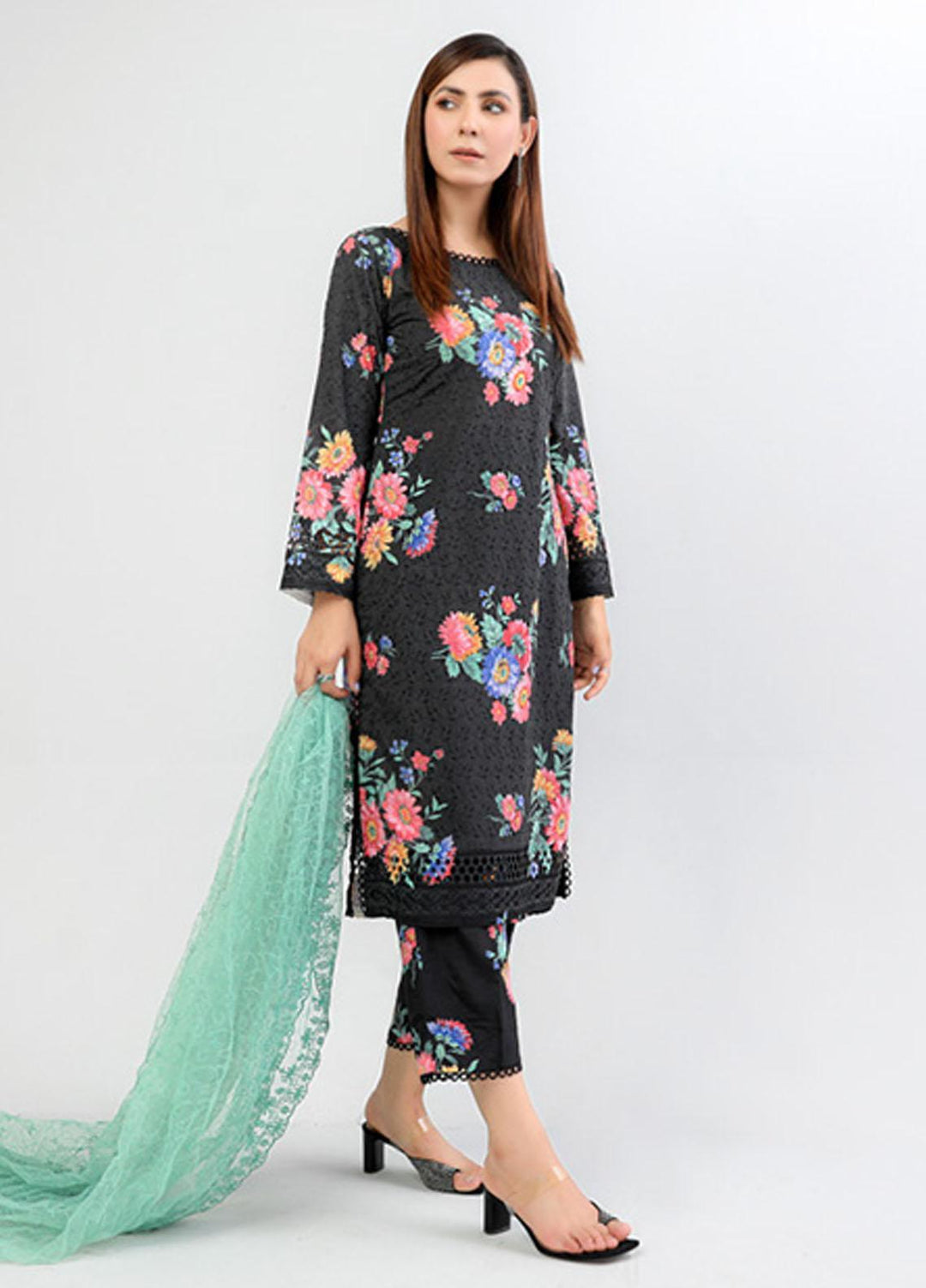 PrintKari By Noorma Kaamal Chikankari Schiffli Suits Unstitched 3 Piece NK23PK NK-DCP-02 - Summer Collection