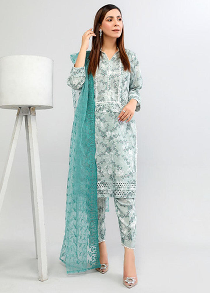 PrintKari By Noorma Kaamal Chikankari Schiffli Suits Unstitched 3 Piece NK23PK NK-DCP-04 - Summer Collection