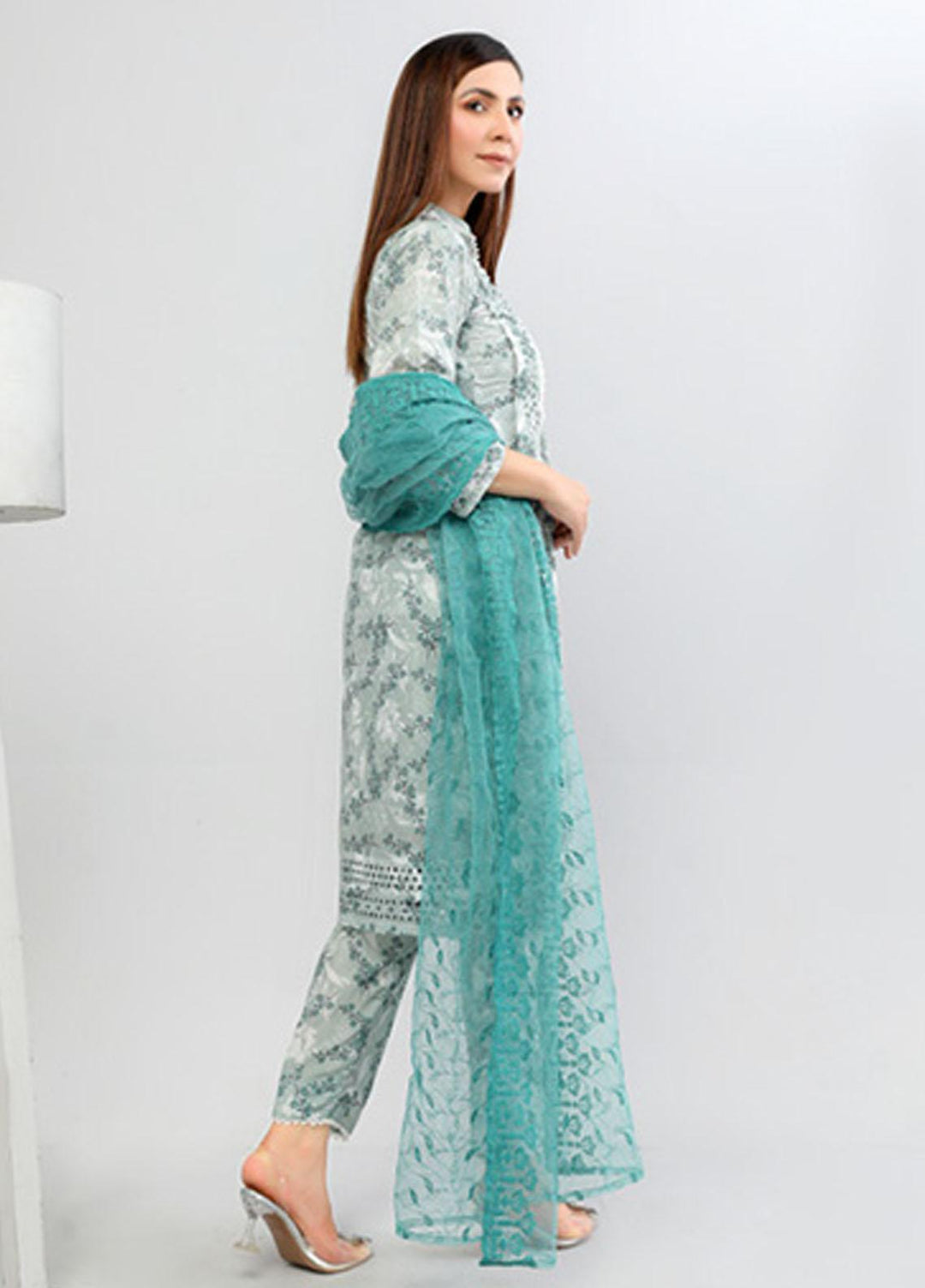 PrintKari By Noorma Kaamal Chikankari Schiffli Suits Unstitched 3 Piece NK23PK NK-DCP-04 - Summer Collection