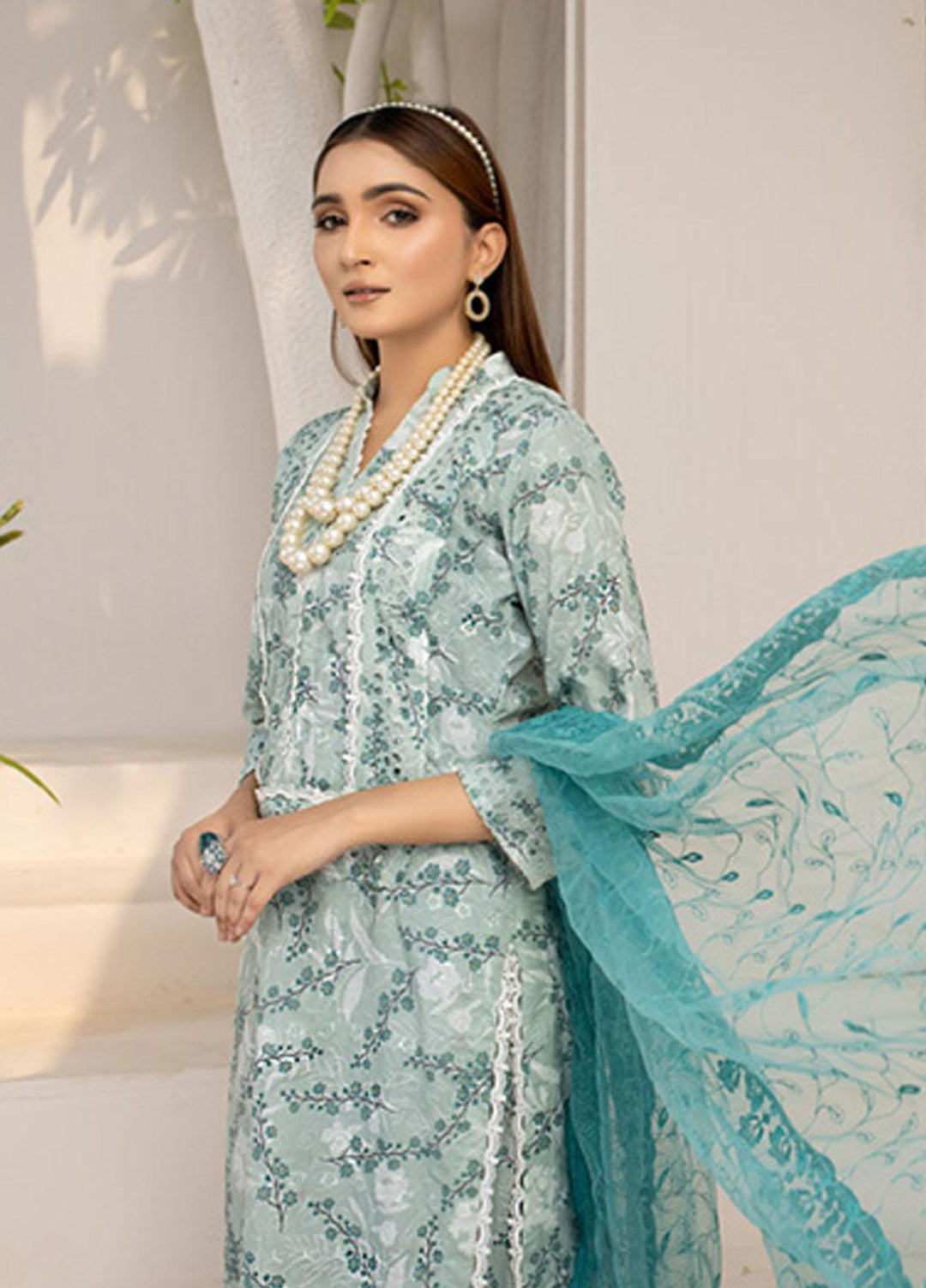 PrintKari By Noorma Kaamal Chikankari Schiffli Suits Unstitched 3 Piece NK23PK NK-DCP-04 - Summer Collection