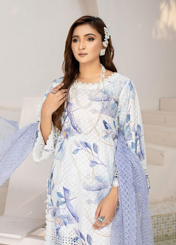 PrintKari By Noorma Kaamal Chikankari Schiffli Suits Unstitched 3 Piece NK23PK NK-DCP-05 - Summer Collection