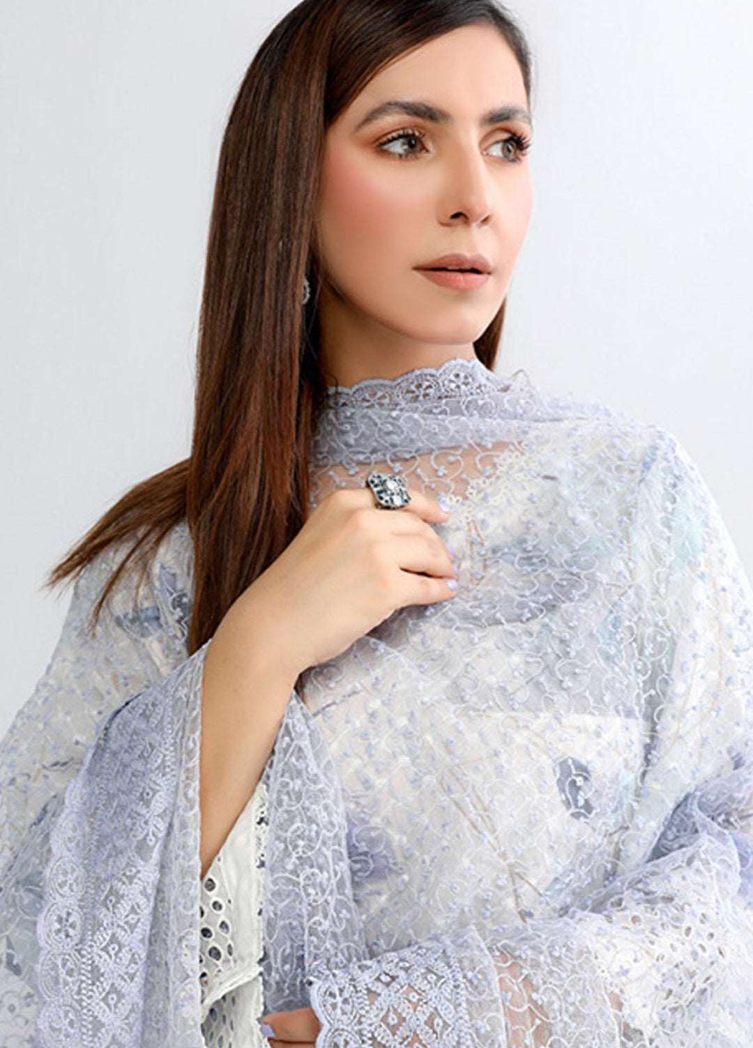 PrintKari By Noorma Kaamal Chikankari Schiffli Suits Unstitched 3 Piece NK23PK NK-DCP-05 - Summer Collection