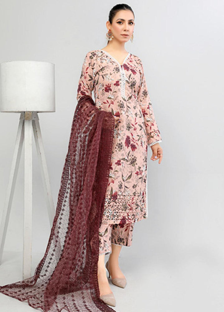 PrintKari By Noorma Kaamal Chikankari Schiffli Suits Unstitched 3 Piece NK23PK NK-DCP-06 - Summer Collection