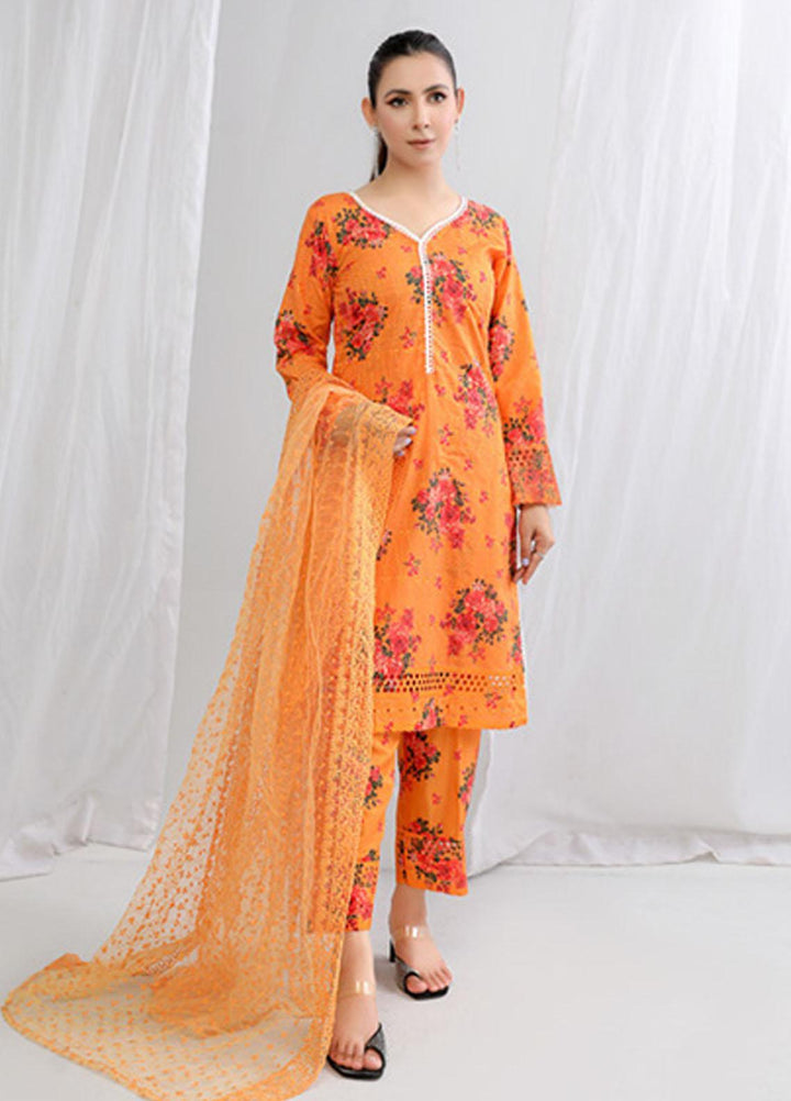 PrintKari By Noorma Kaamal Chikankari Schiffli Suits Unstitched 3 Piece NK23PK NK-DCP-09 - Summer Collection