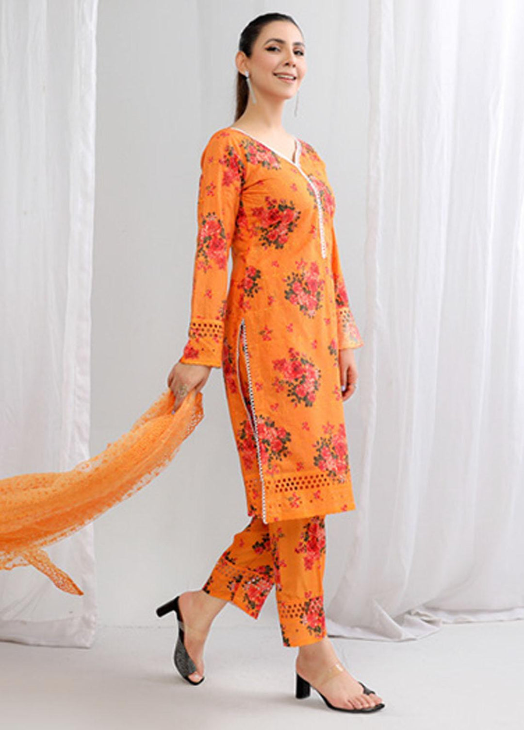 PrintKari By Noorma Kaamal Chikankari Schiffli Suits Unstitched 3 Piece NK23PK NK-DCP-09 - Summer Collection
