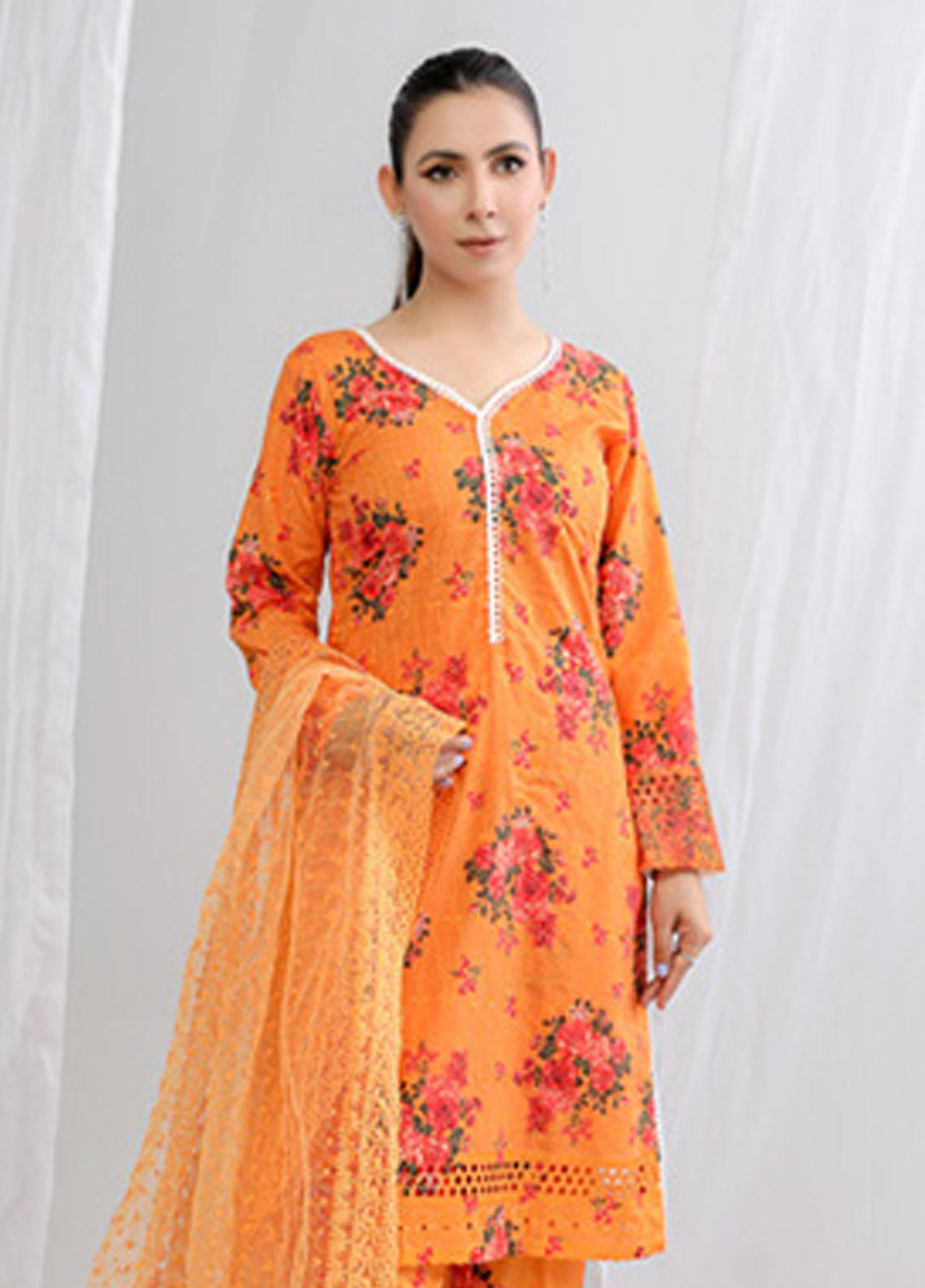 PrintKari By Noorma Kaamal Chikankari Schiffli Suits Unstitched 3 Piece NK23PK NK-DCP-09 - Summer Collection