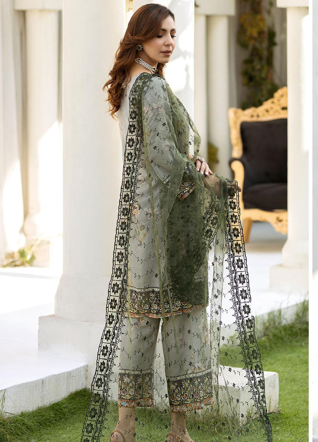 Printkari By Noorma Kaamal Chikankari Schiffli Suits Unstitched 3 Piece NK24PK NK-LPK-02 Louts - Summer Collection