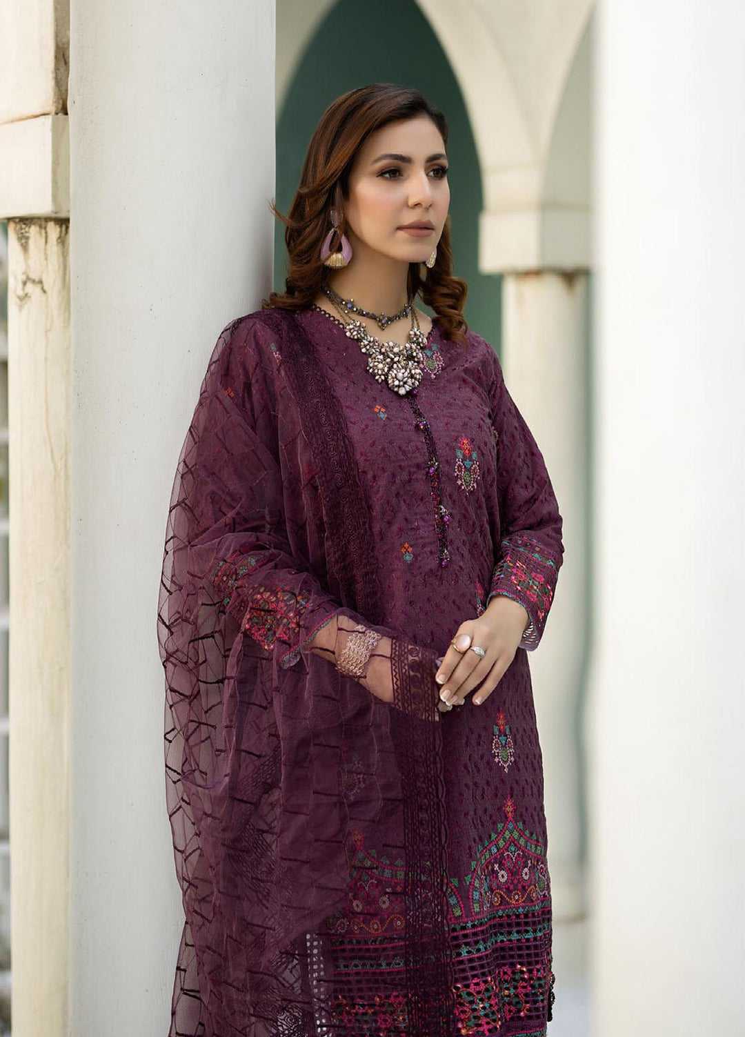 Printkari By Noorma Kaamal Chikankari Schiffli Suits Unstitched 3 Piece NK24PK NK-LPK-04 Gazania - Summer Collection