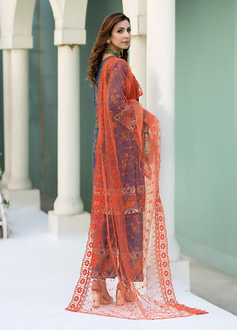 Printkari By Noorma Kaamal Chikankari Schiffli Suits Unstitched 3 Piece NK24PK NK-LPK-07 Carnation - Summer Collection