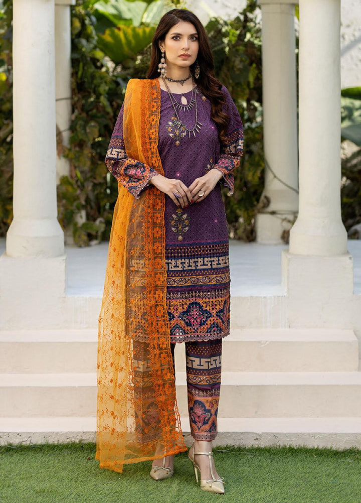 Printkari By Noorma Kaamal Chikankari Schiffli Suits Unstitched 3 Piece NK24PK NK-LPK-08 Orchid - Summer Collection