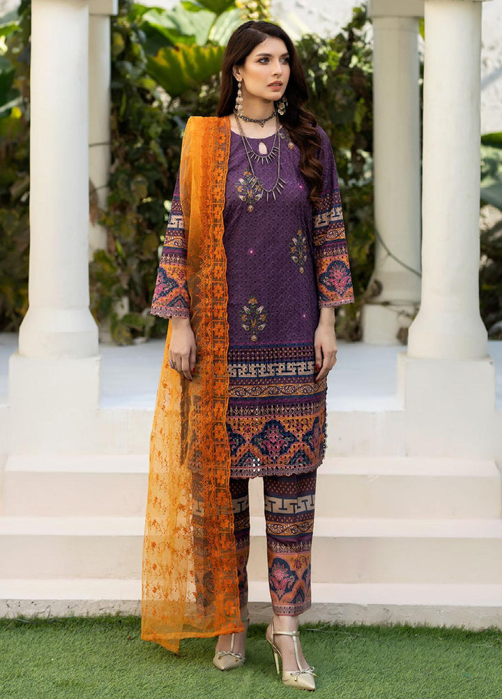 Printkari By Noorma Kaamal Chikankari Schiffli Suits Unstitched 3 Piece NK24PK NK-LPK-08 Orchid - Summer Collection