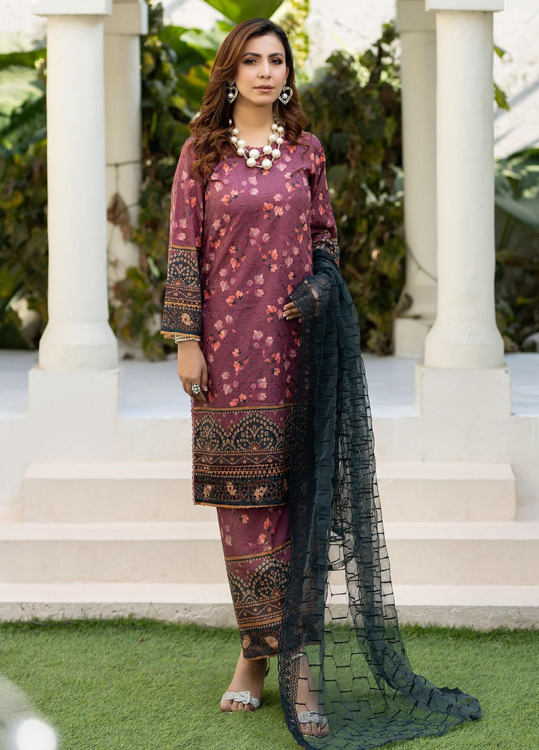 Printkari By Noorma Kaamal Chikankari Schiffli Suits Unstitched 3 Piece NK24PK NK-LPK-09 Aster - Summer Collection