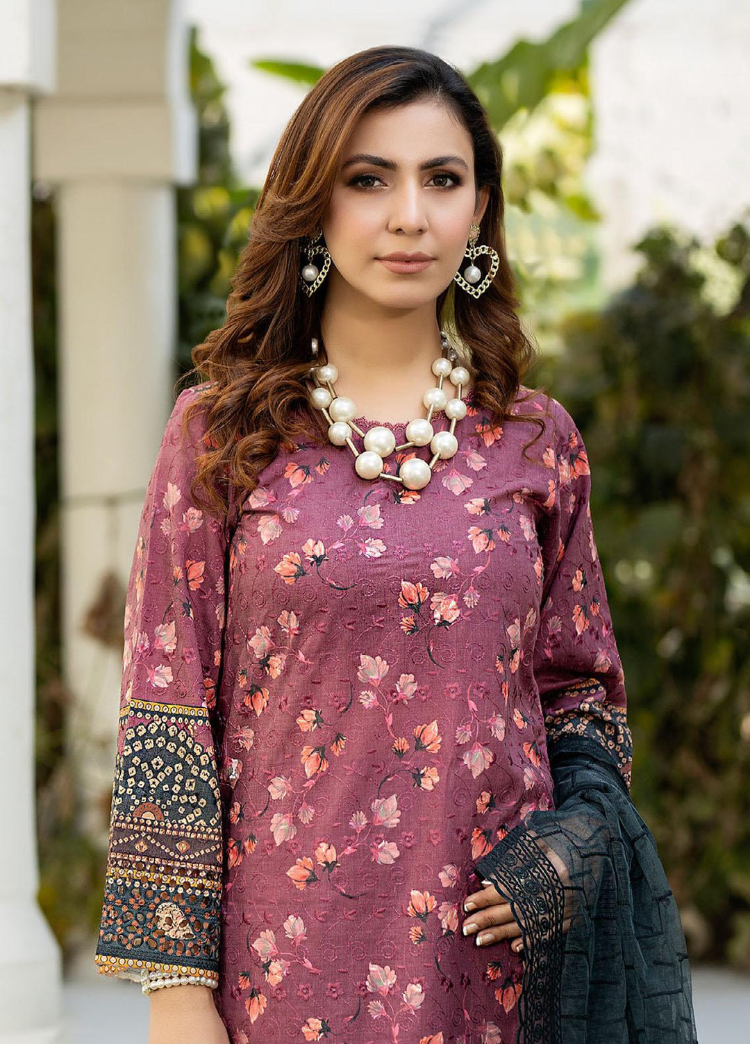 Printkari By Noorma Kaamal Chikankari Schiffli Suits Unstitched 3 Piece NK24PK NK-LPK-09 Aster - Summer Collection
