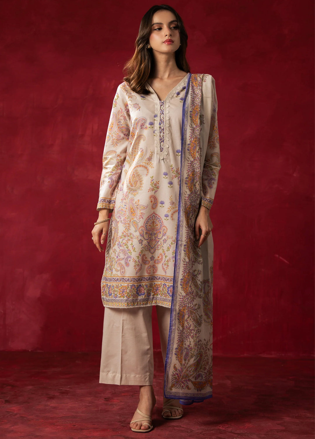 Zoe by Zeen RTW Printed Lawn 3 Piece Suit ZN26UZL WFM36600 - Casual Collection