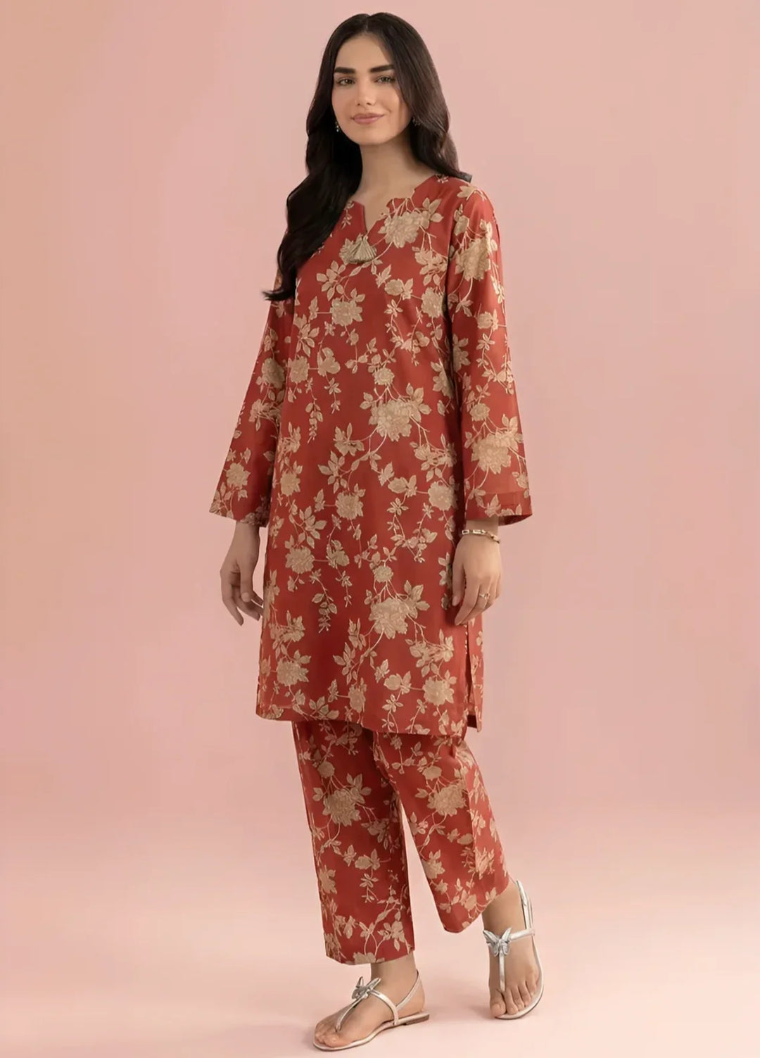 Stitching Cotton Women Pret Pure Cambric 2 Piece Printed Suit D-05 - SummerCollection
