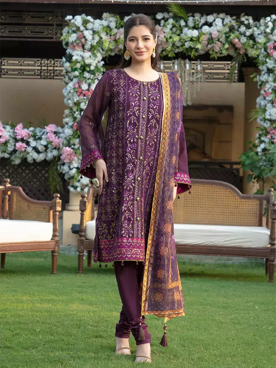 Jashn e Noor by Salitex Unstitched Embroidered 3 Piece Silk SUNW7JI094 - Summer Collection