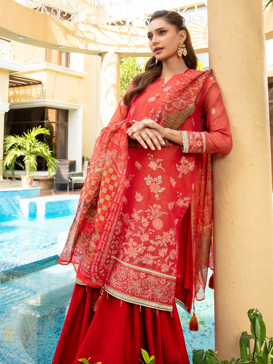 Jashn e Noor by Salitex Unstitched Embroidered 3 Piece Silk SUNW7JI077 - Summer Collection
