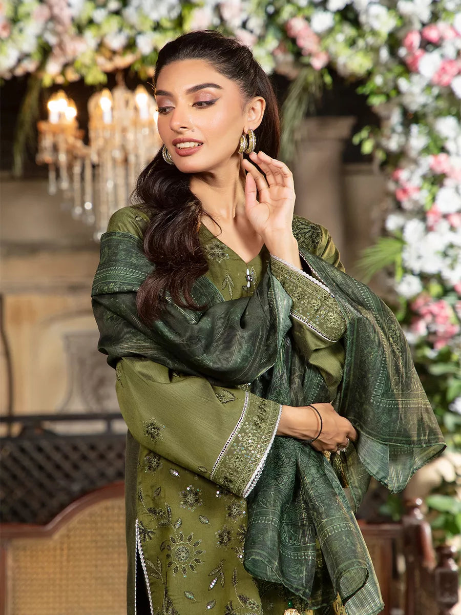 Jashn e Noor by Salitex Unstitched Embroidered 3 Piece Cotton Net SUNW7JI090 - Summer Collection