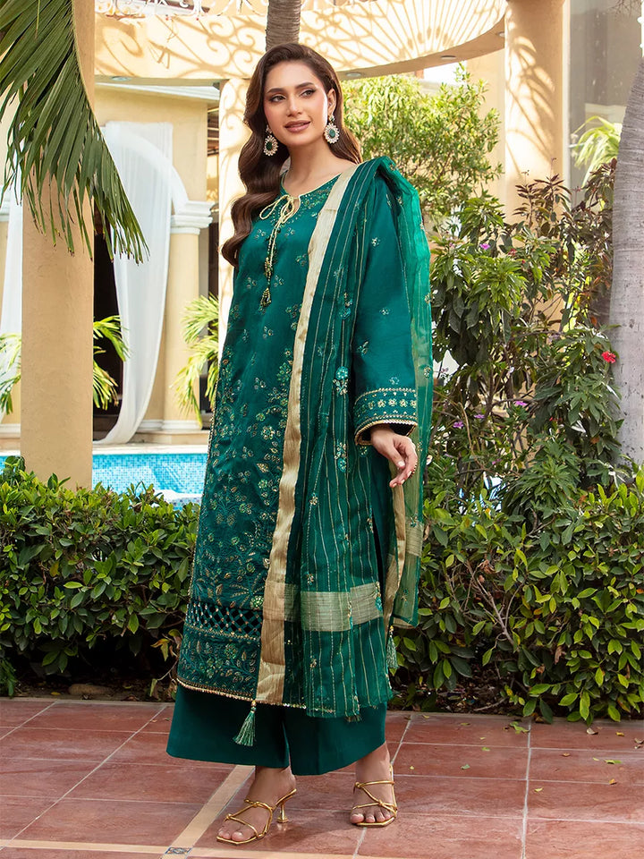 Jashn e Noor by Salitex Unstitched Embroidered 3 Piece Khaddi Net SUNW7NO073 - Summer Collection
