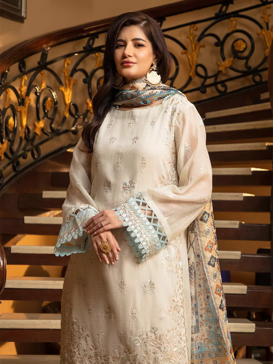 Jashn e Noor by Salitex Unstitched Embroidered 3 Piece Raw Silk SUNW7JI092 - Summer Collection