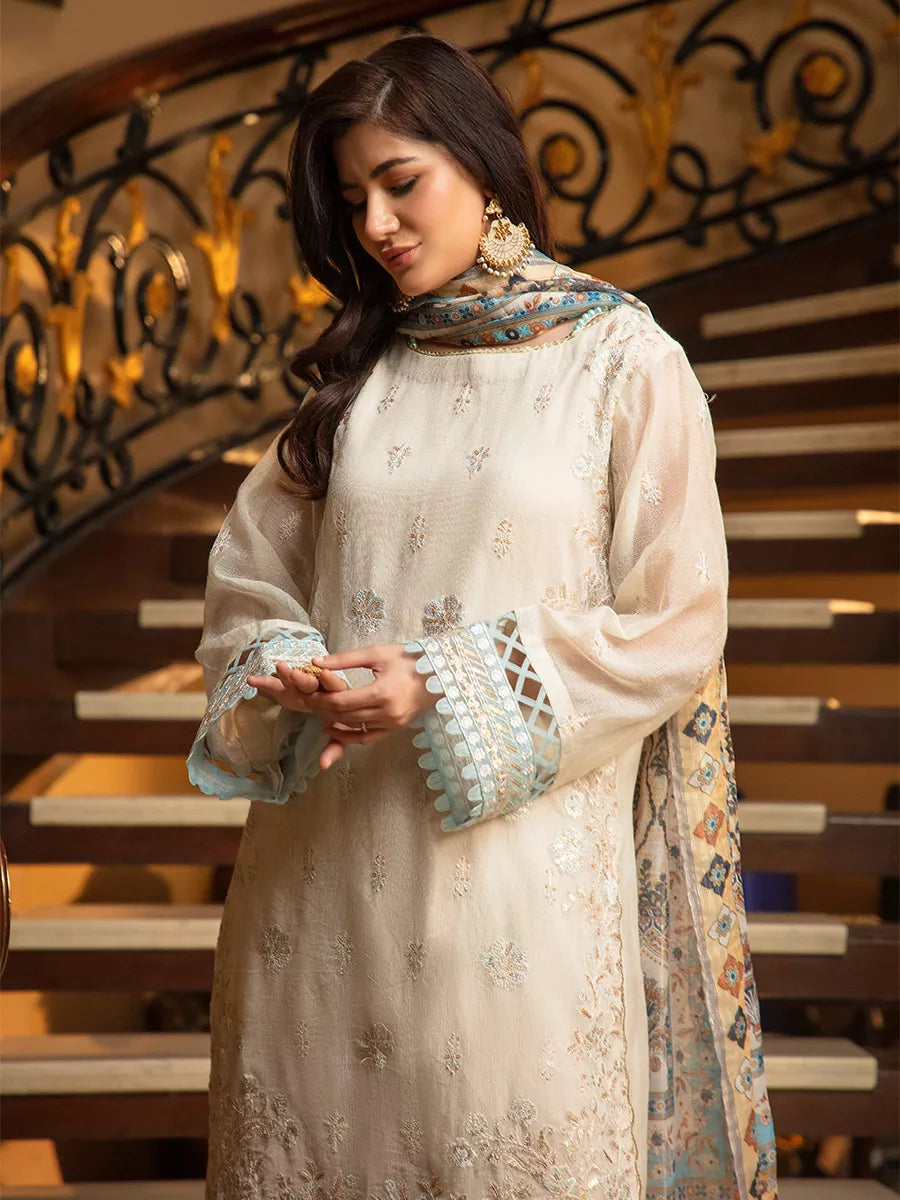 Jashn e Noor by Salitex Unstitched Embroidered 3 Piece Raw Silk SUNW7JI092 - Summer Collection