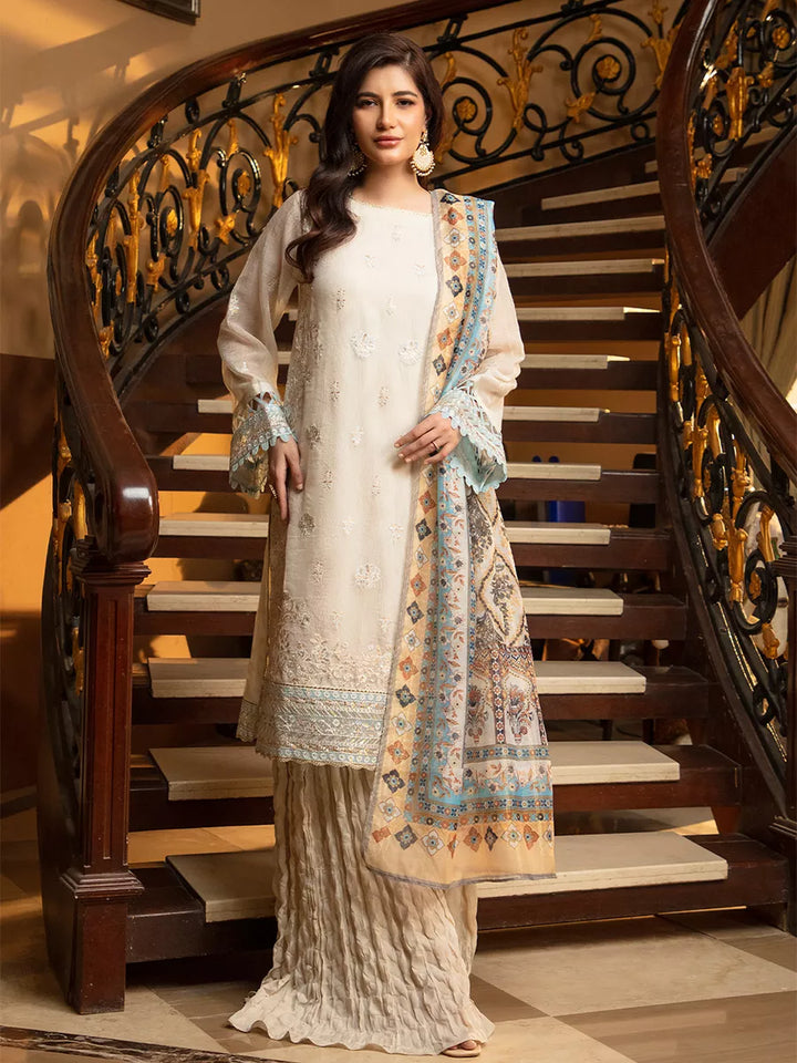 Jashn e Noor by Salitex Unstitched Embroidered 3 Piece Raw Silk SUNW7JI092 - Summer Collection