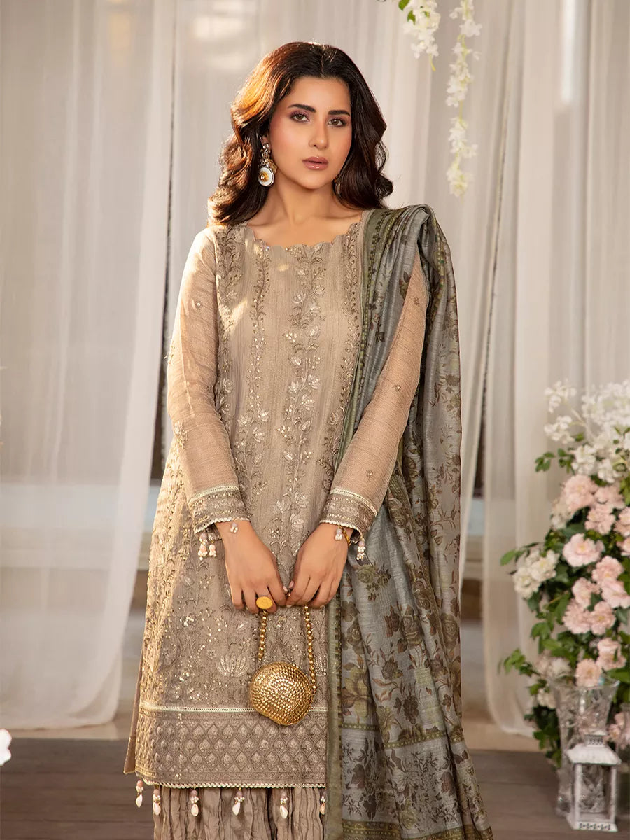 Jashn e Noor by Salitex Unstitched Embroidered 3 Piece Cotton Net SUNW7JI075 - Summer Collection