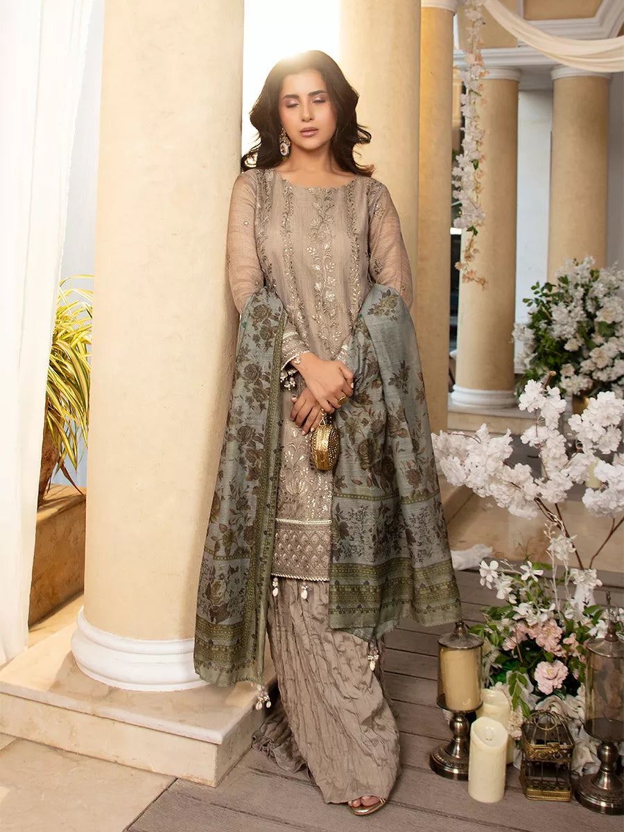 Jashn e Noor by Salitex Unstitched Embroidered 3 Piece Cotton Net SUNW7JI075 - Summer Collection