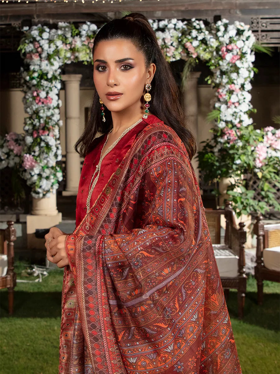 Jashn e Noor by Salitex Unstitched Embroidered 3 Piece Raw Silk SUNW7JI081 - Summer Collection