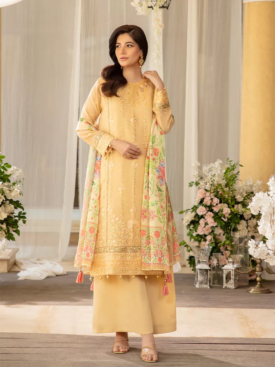 Jashn e Noor by Salitex Unstitched Embroidered 3 Piece Khaddi Net SUNW7JI073 - Summer Collection