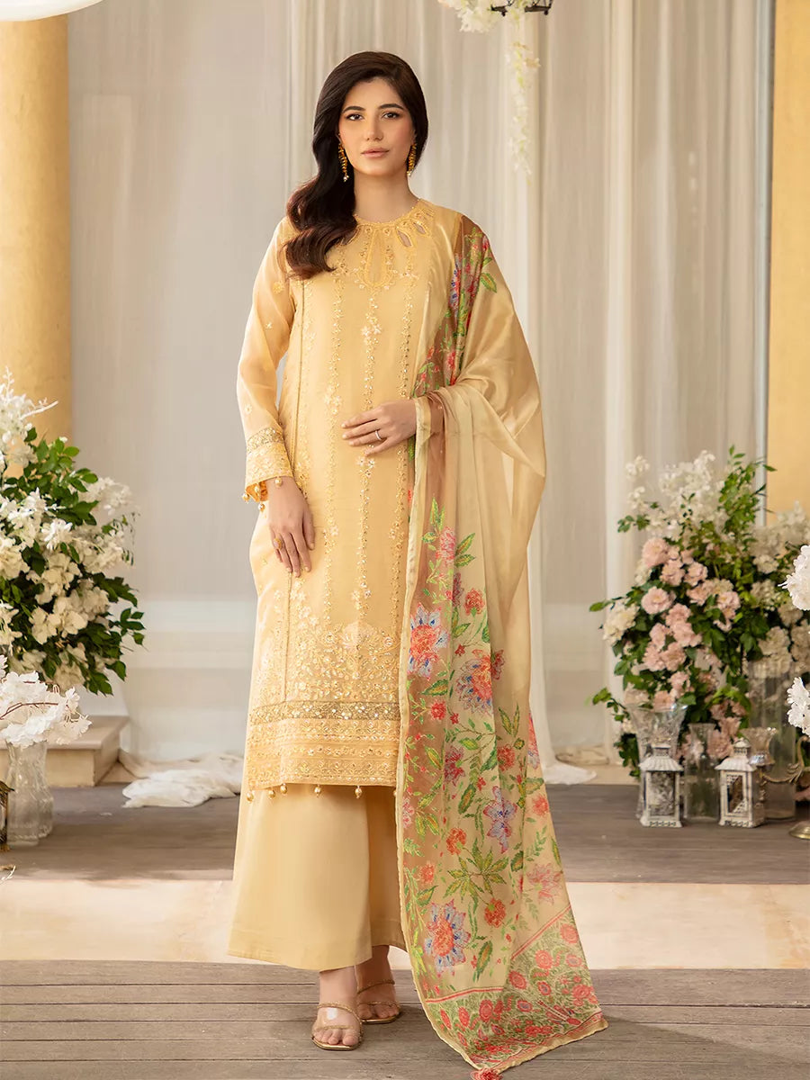 Jashn e Noor by Salitex Unstitched Embroidered 3 Piece Khaddi Net SUNW7JI073 - Summer Collection
