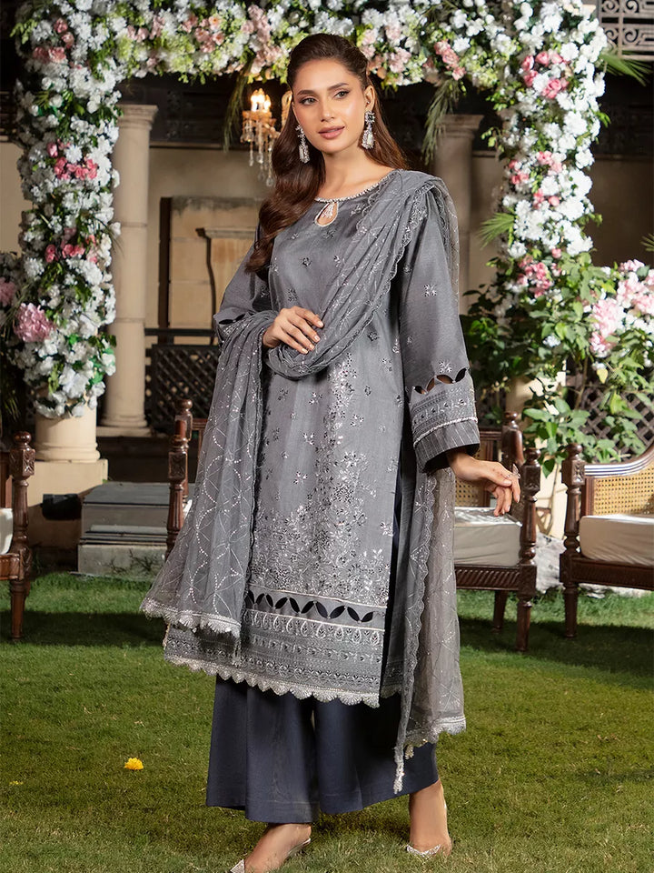 Jashn e Noor by Salitex Unstitched Embroidered 3 Piece Cotton Net SUNW7NO087 - Summer Collection