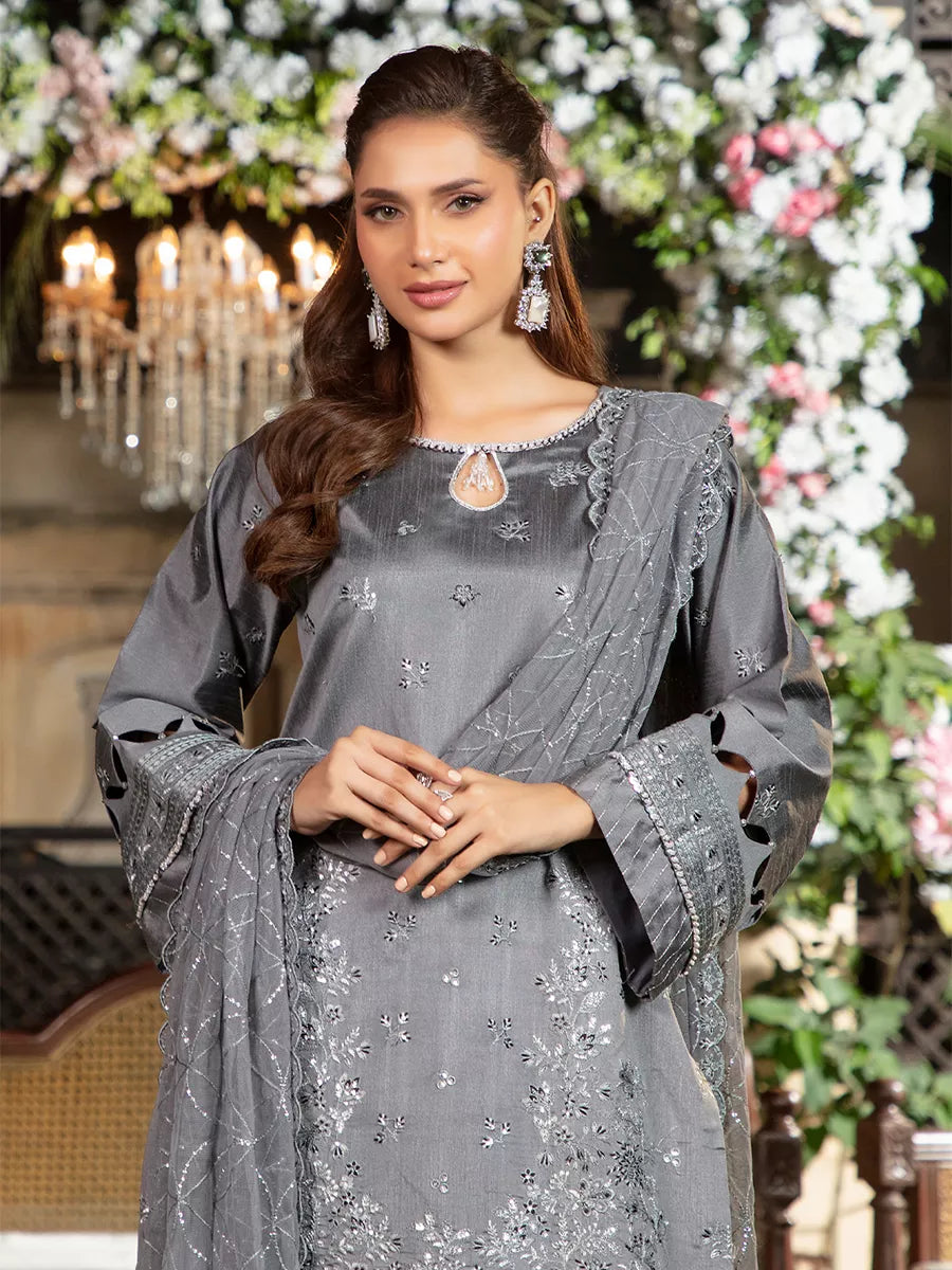 Jashn e Noor by Salitex Unstitched Embroidered 3 Piece Cotton Net SUNW7NO087 - Summer Collection
