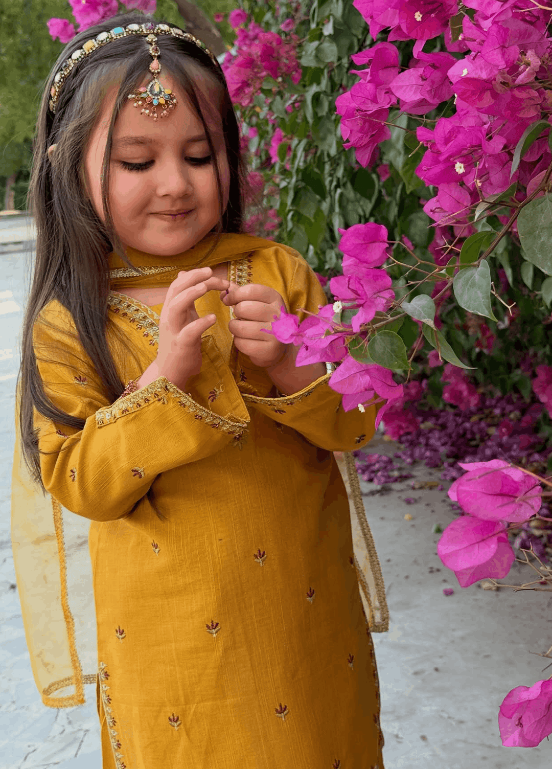 Modest Girls Pret Embroidered Lawn 3 Piece Suit Yellow - Wedding Collection