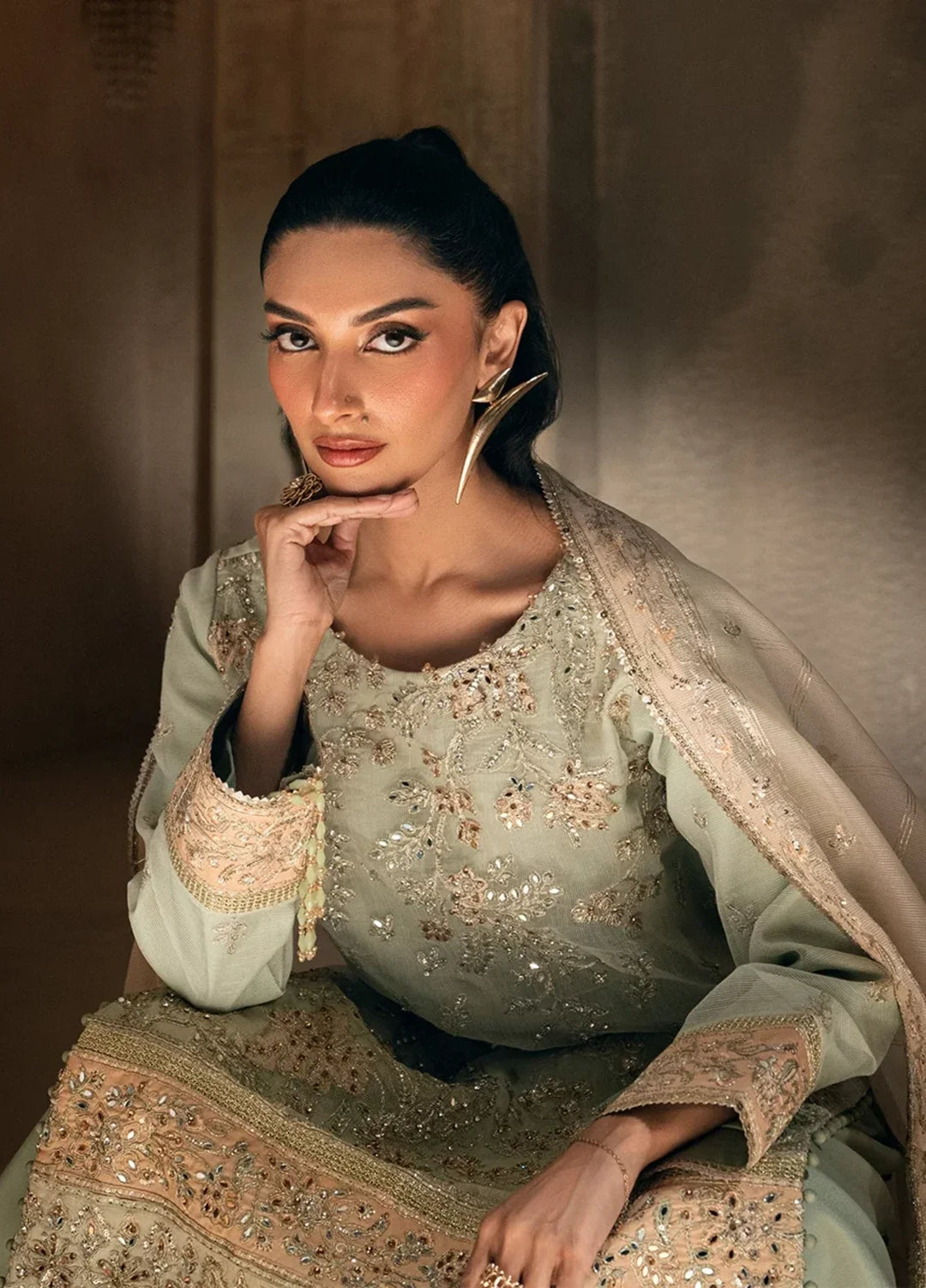 Salitex Roma Luxury Unstitched Embroidered Organza 3 Piece Suit SUNW6RO008UT - Festive Collection