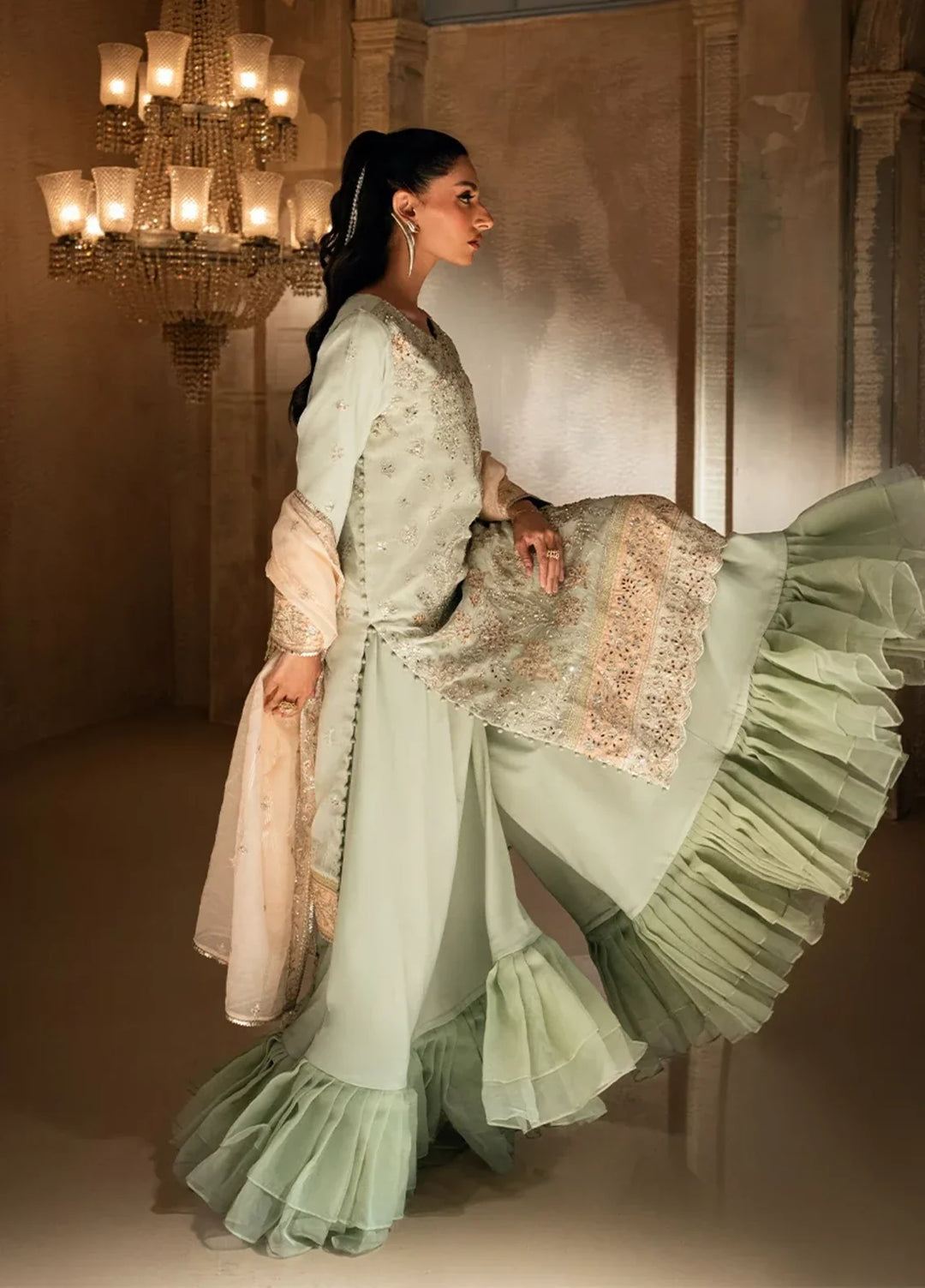 Salitex Roma Luxury Unstitched Embroidered Organza 3 Piece Suit SUNW6RO008UT - Festive Collection