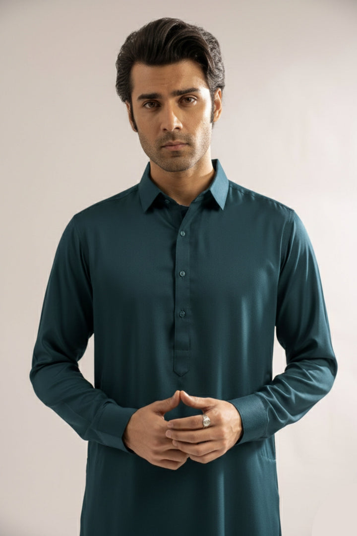 Teal green premium shalwar kameez