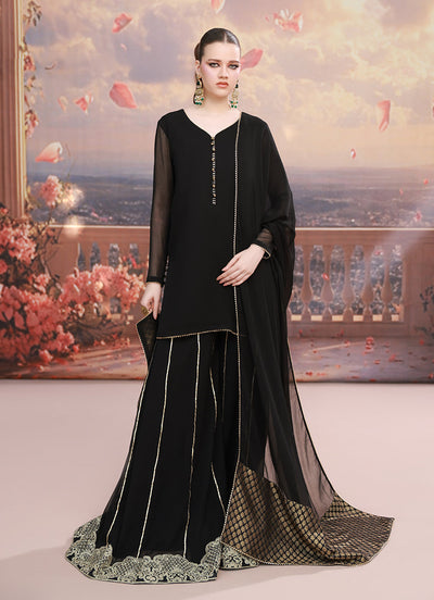 Golden Hour by Ripret RTW Embroidered Chiffon 3 Piece Suit Mystic Dusk RP-2601-F01 - Festive Collection