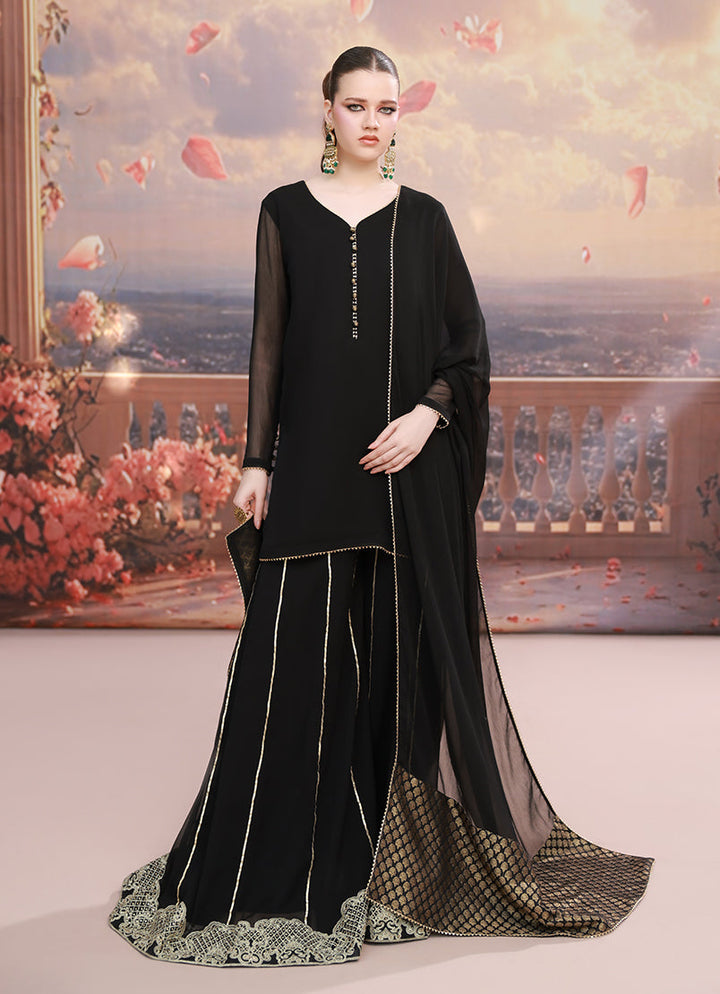 Golden Hour by Ripret RTW Embroidered Chiffon 3 Piece Suit Mystic Dusk RP-2601-F01 - Festive Collection
