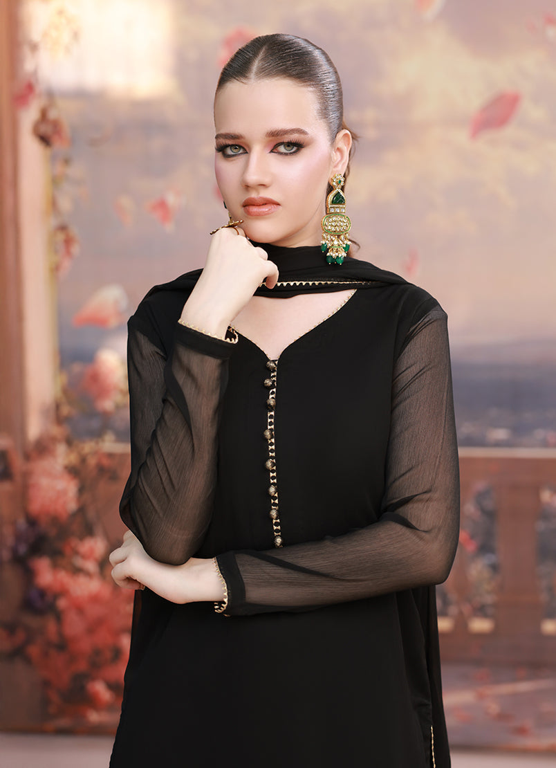 Golden Hour by Ripret RTW Embroidered Chiffon 3 Piece Suit Mystic Dusk RP-2601-F01 - Festive Collection