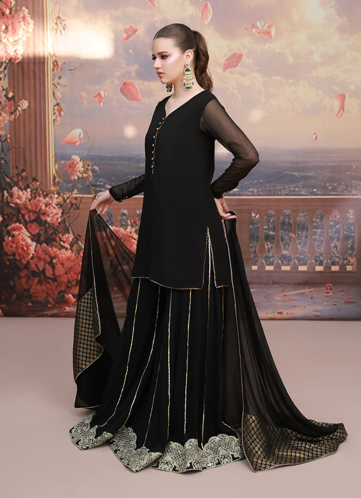 Golden Hour by Ripret RTW Embroidered Chiffon 3 Piece Suit Mystic Dusk RP-2601-F01 - Festive Collection