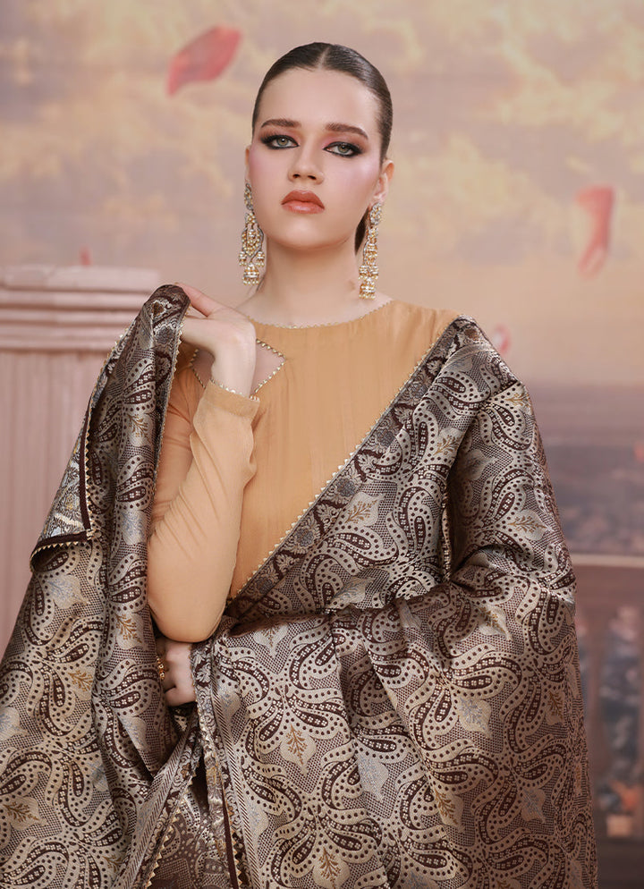 Golden Hour by Ripret RTW Embroidered Chiffon 2 Piece Suit Amber Sands RP-2601-F09 - Festive Collection
