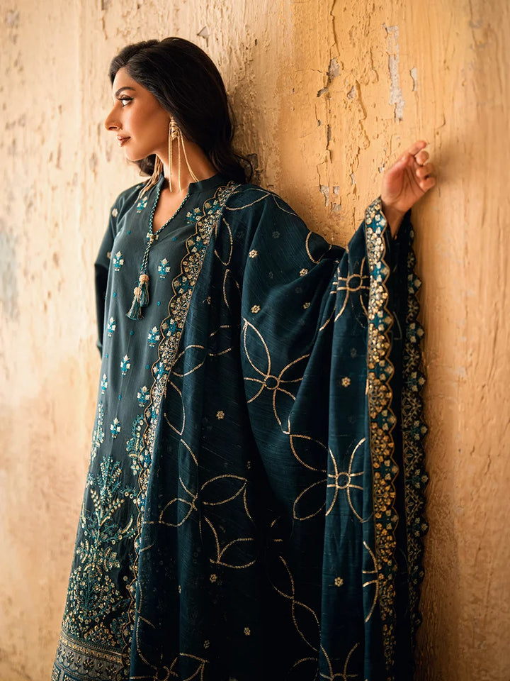 Salitex Unstitched Embroidered Khaddi Net 3 Piece Suit SUNW6JI030UT - Eid Collection