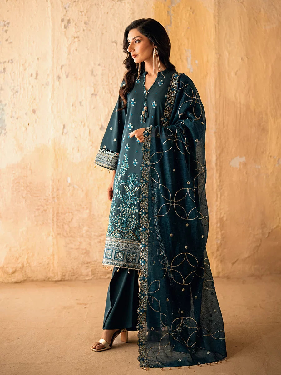 Salitex Unstitched Embroidered Khaddi Net 3 Piece Suit SUNW6JI030UT - Eid Collection