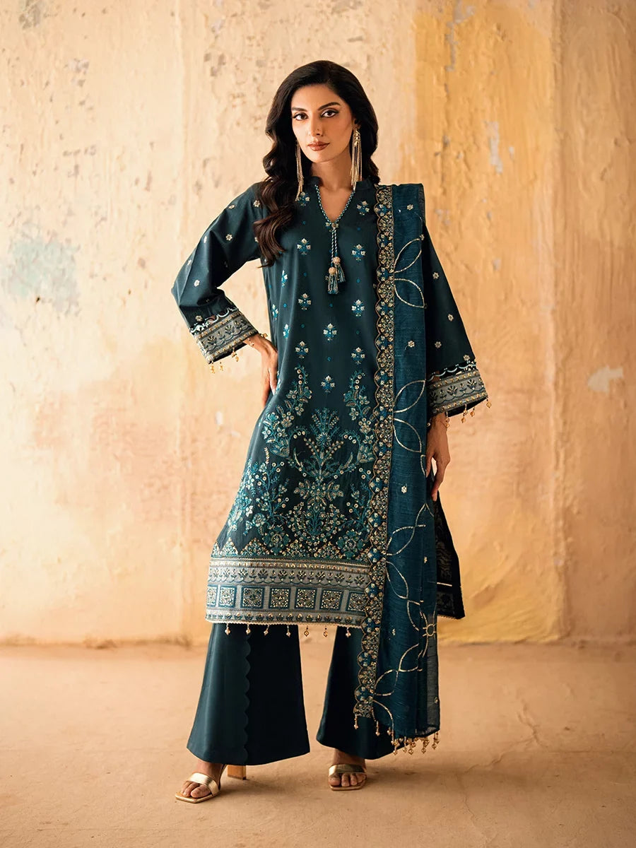 Salitex Unstitched Embroidered Khaddi Net 3 Piece Suit SUNW6JI030UT - Eid Collection