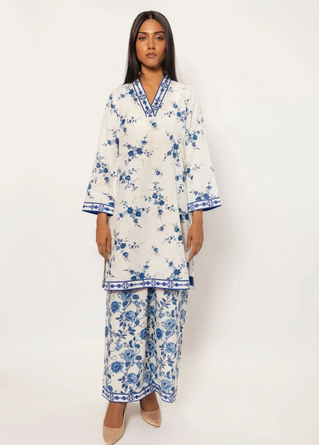 Ella Women RTW Embroidered Silk 2 Piece Suit Ceramic Path Eid Collection