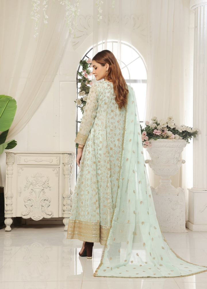 Zardozi Dreams by Abaan Zohan RTW Embroidered chiffon 3 Piece Suit Zar-e-Firdaus Mint Green - Festive Collection